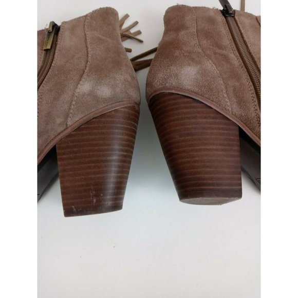 Vince Camuto Tan Suede Tassled Side Zip Wedge Ankle Booties Size 9 M - Picture 10 of 10